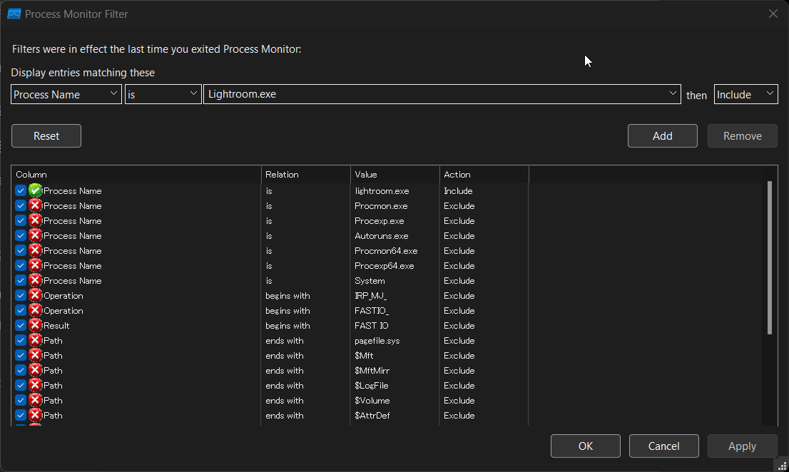 Process Monitornでソーティングするやつ